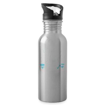 Angeln Papa Team Angler Papi Vater Tag Vater - Trinkflasche mit integriertem Trinkhalm - Lightsilver - Rechts
