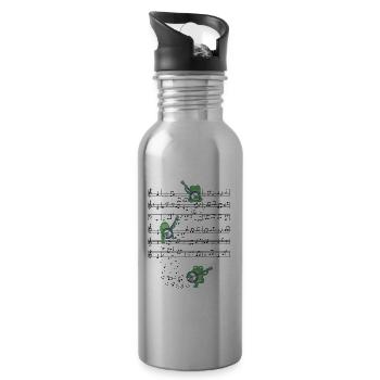 Frosch Banjo Musik Noten Geschenk - Trinkflasche mit integriertem Trinkhalm - Lightsilver - Rechts