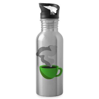 Kaffeetasse Illustration Minimalistisch Design - Trinkflasche mit integriertem Trinkhalm - Lightsilver - Rechts