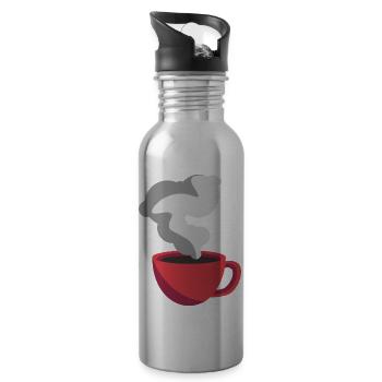 Coffee Illustration Sticker Red Coffee Mug - Water bottle with straw - silver - Right