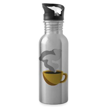 Kaffee Liebhaber Sticker Gelbe Kaffeetasse - Trinkflasche mit integriertem Trinkhalm - Lightsilver - Rechts
