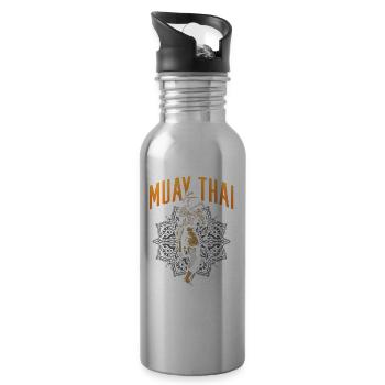 Muay Thai Martial Arts Martial Arts Fighter Martial Arts - Water bottle with straw - silver - Right