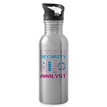 Cybersecurity Analyst IT Sicherheit Hacker Hack - Trinkflasche mit integriertem Trinkhalm - Lightsilver - Rechts