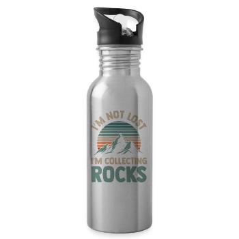 Habe Mich Nicht Verlaufen Ich Sammle Steine Beruf - Trinkflasche mit integriertem Trinkhalm - Lightsilver - Rechts