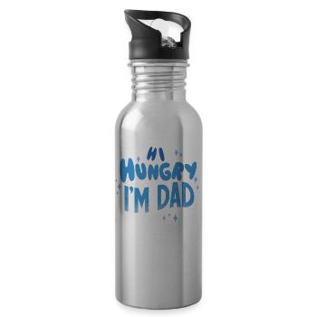 Hi Hungry I Am Papa Father Day Father Daddy - Water bottle with straw - silver - Right