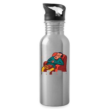 I Rest Only My Eyes From Father Papa Papi - Water bottle with straw - silver - Right