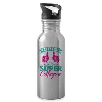 Cette Fille Est Une Super Collègue - Gourde avec paille intégrée - argent clair - Droite