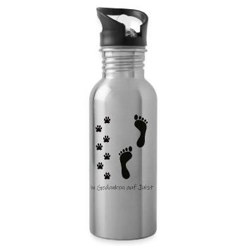 In Gedanken mit Hund auf Juist - Trinkflasche mit integriertem Trinkhalm - Lightsilver - Rechts