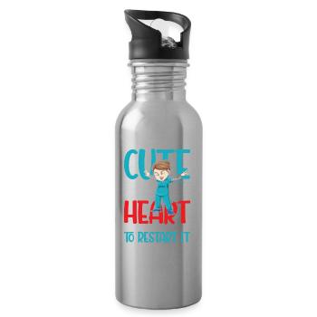 Cute Enough To Stop Your Heart Skilled Enough - Trinkflasche mit integriertem Trinkhalm - Lightsilver - Rechts