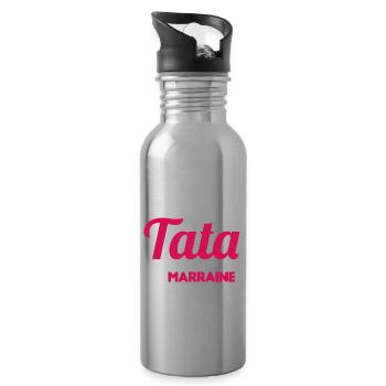 Je Suis Une Tata et Marraine Qui Déchire - Gourde avec paille intégrée - argent clair - Droite