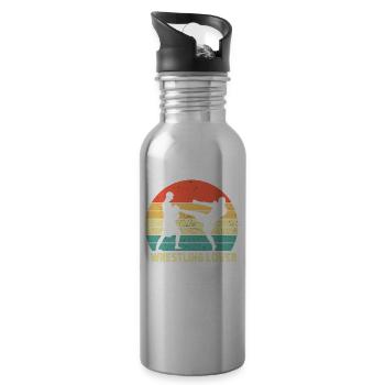 Wrestling Liebhaber Ringer Ringen Ringkampf - Trinkflasche mit integriertem Trinkhalm - Lightsilver - Rechts