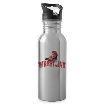 Wrestling Kämpfer Ringer Ringen Ringkampf - Trinkflasche mit integriertem Trinkhalm - Lightsilver - Rechts