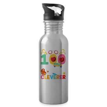 100 Days Clever Funny Sweet Sayings Équipe - Gourde avec paille intégrée - argent clair - Droite