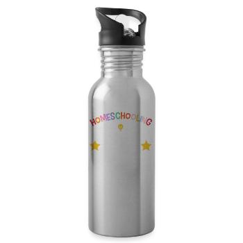 Homeschooling Papa Father's Day Homeschool Father - Water bottle with straw - silver - Right