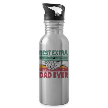 The Best Surrogate Father Ever Extra Dad - Water bottle with straw - silver - Right