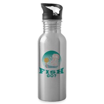 Wo Sind Die Ganzen Fische Hin? Fischen Fischer - Trinkflasche mit integriertem Trinkhalm - Lightsilver - Rechts