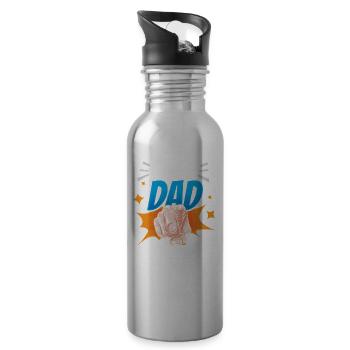 Ich Will Das Da Drüben Papa Vater Tag Vater Papi - Trinkflasche mit integriertem Trinkhalm - Lightsilver - Rechts