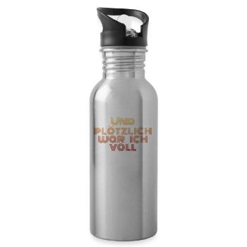 Und plötzlich war ich voll - Trinkflasche mit integriertem Trinkhalm - Lightsilver - Rechts