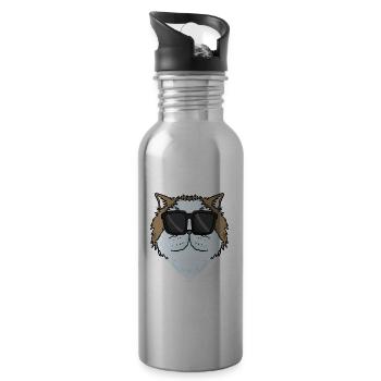 Coole Perserkatze Katzenrasse Katze - Trinkflasche mit integriertem Trinkhalm - Lightsilver - Rechts