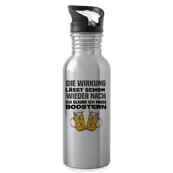 Ich Glaube Ich Muss Boostern Lustiger Bier Spruch - Trinkflasche mit integriertem Trinkhalm - Lightsilver - Rechts