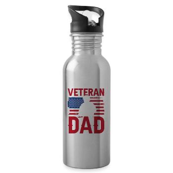Proud Veteran Dad Father Father Day Daddy Sayings - Water bottle with straw - silver - Right