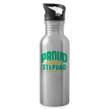 Stolzer Stiefvater Stepdad Stiefpapa Vatertag - Trinkflasche mit integriertem Trinkhalm - Lightsilver - Rechts