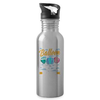 Hot Air Balloon Crew Balloonist Balloon Flight - Water bottle with straw - silver - Right