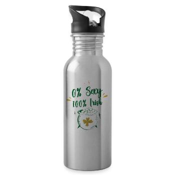 0 Prozent Sexy 100 Prozent Irisch Irland Ire - Trinkflasche mit integriertem Trinkhalm - Lightsilver - Rechts