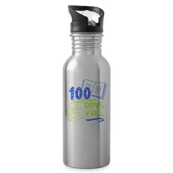 100 jours toute votre équipe dictons doux drôle - Gourde avec paille intégrée - argent clair - Droite