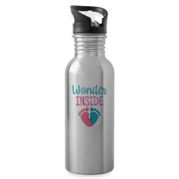 Miracle Inside Pregnant Baby Inside Sweet - Water bottle with straw - silver - Right