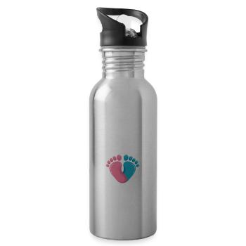 Baby Inside Pregnant Baby Inside Announcement - Water bottle with straw - silver - Right