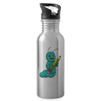 École de crayons des élèves Caterpillar - Gourde avec paille intégrée - argent clair - Droite