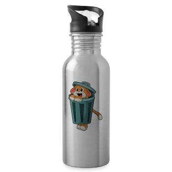 Poubelle pour chiens - Gourde avec paille intégrée - argent clair - Droite