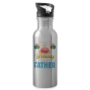 First Birthday As Father Papa Party Daddy - Water bottle with straw - silver - Right