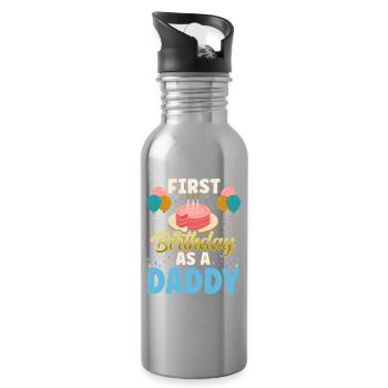 Erster Geburtstag Als Papi Party Vater Papa - Trinkflasche mit integriertem Trinkhalm - Lightsilver - Rechts