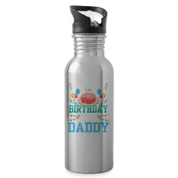 Mein Erster Geburtstag Als Daddy Papi Papa Vater - Trinkflasche mit integriertem Trinkhalm - Lightsilver - Rechts