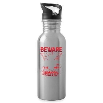 Caution I Have Scandinavian Blood Nordic - Water bottle with straw - silver - Right