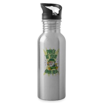 Pinch at your own risk Irish Irish Ireland - Water bottle with straw - silver - Right