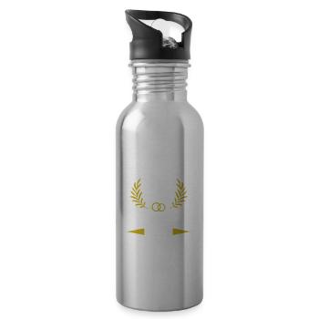 Rosenhochzeit 10 Hochzeitstag Ehemann Ehefrau - Trinkflasche mit integriertem Trinkhalm - Lightsilver - Rechts