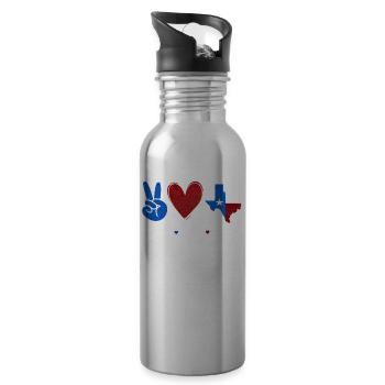 Frieden Liebe Texas Stolz Texaner Texanisch - Trinkflasche mit integriertem Trinkhalm - Lightsilver - Rechts