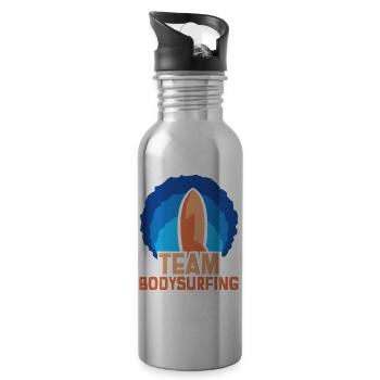 Team Bodysurfen Bodysurf Bodysurfing Bodysurfer - Water bottle with straw - silver - Right