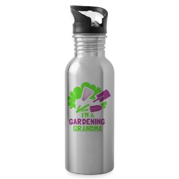 Ich Bin Eine Gärtnernde Oma Großmutter Garten - Trinkflasche mit integriertem Trinkhalm - Lightsilver - Rechts