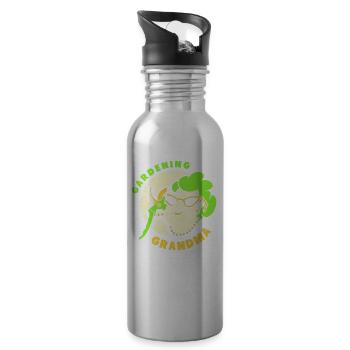 Gartenarbeit Oma Garten Gärtnerin Großmutter - Trinkflasche mit integriertem Trinkhalm - Lightsilver - Rechts
