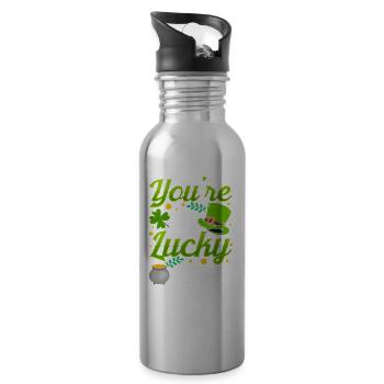 Tu es mon porte-bonheur Irlandais Irlande Irlande - Gourde avec paille intégrée - argent clair - Droite
