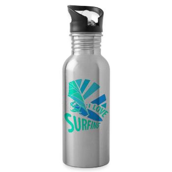 J’adore surfer surf surf surf surf - Gourde avec paille intégrée - argent clair - Droite