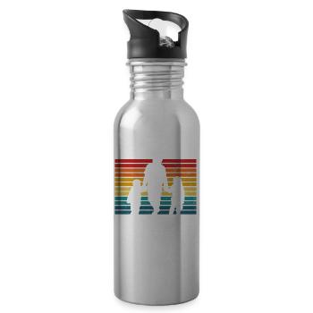 Papa Plus Stepfather Equal Double Papa Stepdad - Water bottle with straw - silver - Right