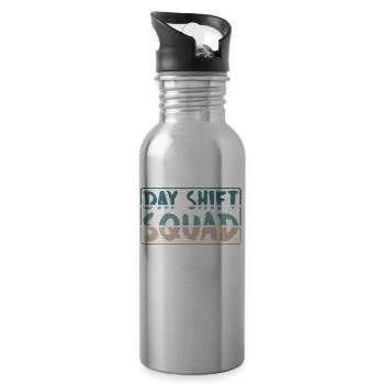 Team Day Shift Proverbs Shift Work Day Shift - Water bottle with straw - silver - Right