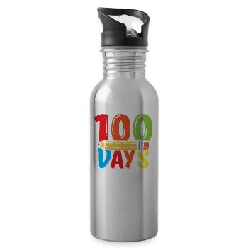 100 jours pour tous les gentils dictons drôles de l’équipe - Gourde avec paille intégrée - argent clair - Droite