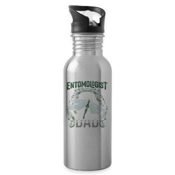 Entomologe Papa Insekten Beruf Entomologie Team - Trinkflasche mit integriertem Trinkhalm - Lightsilver - Rechts