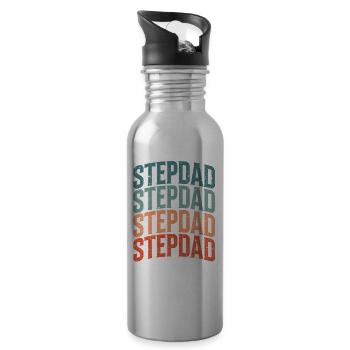 Stiefvater Stiefpapa Stepdad Vatertag - Trinkflasche mit integriertem Trinkhalm - Lightsilver - Rechts